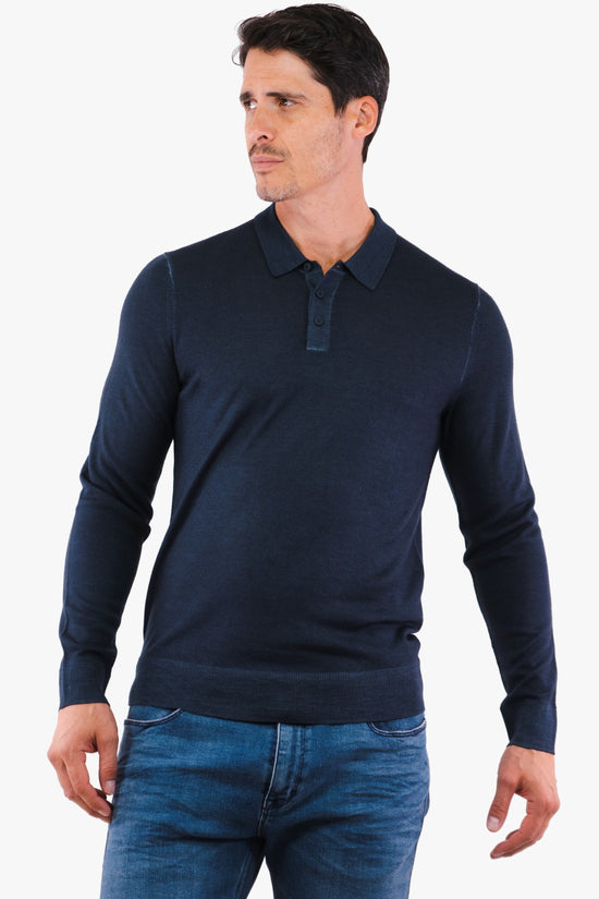 Polo M/L En Laine De Merino Michael Kors de couleur Marine