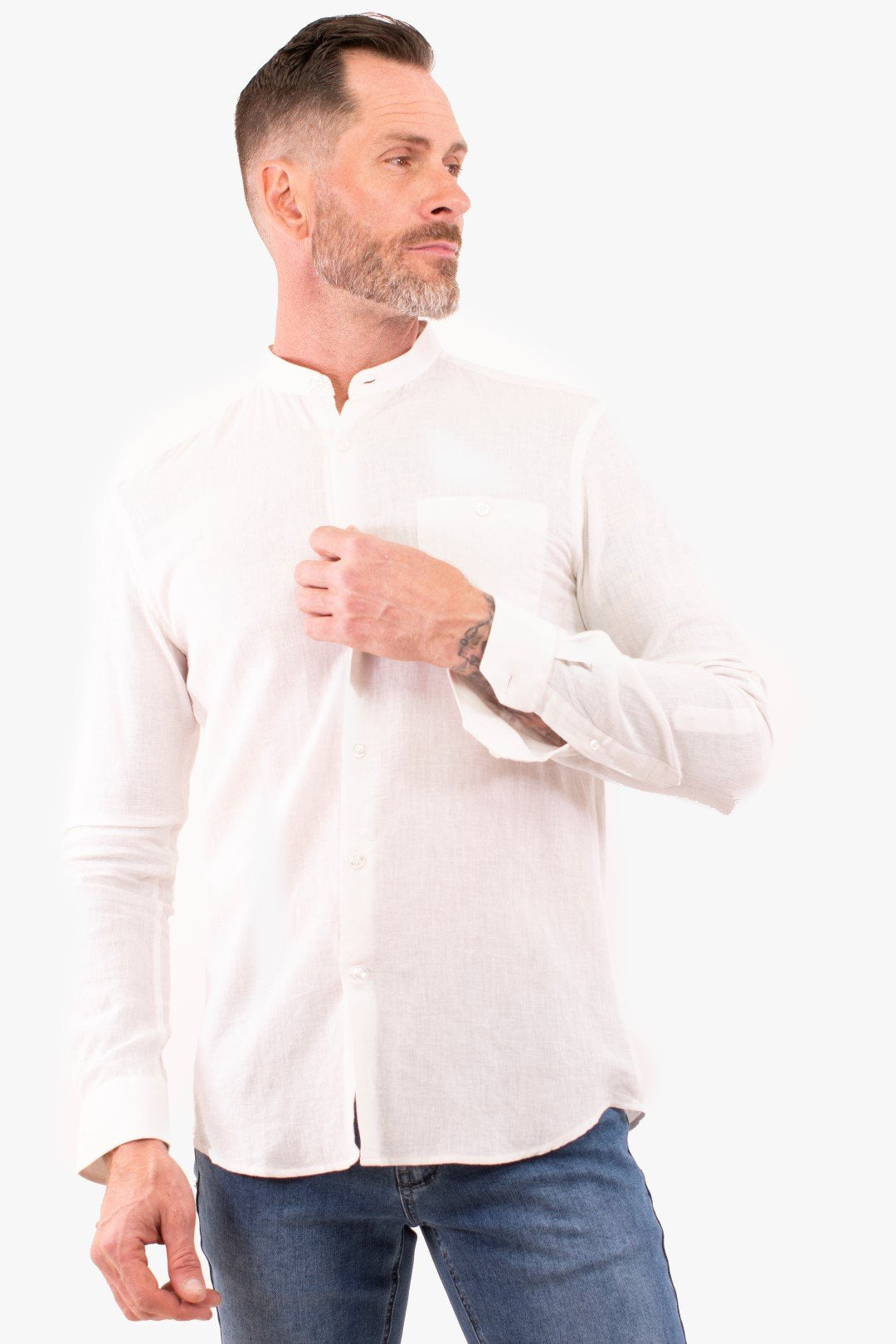 Chemise À Manches Longues Blue De Couleur Blanc (Blue-Blsl211700) Homme
