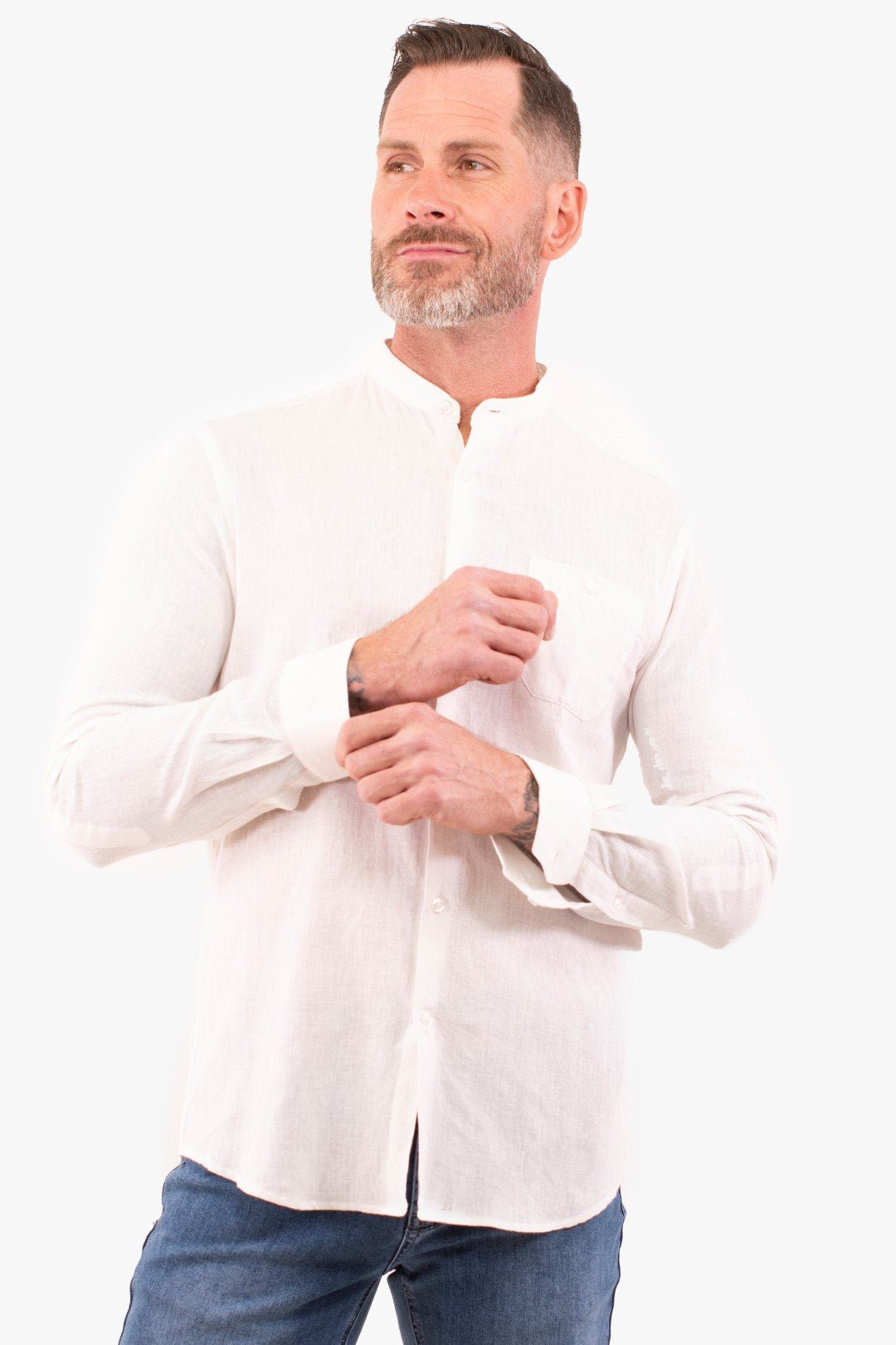 Chemise À Manches Longues Blue De Couleur Blanc (Blue-Blsl211700) Homme