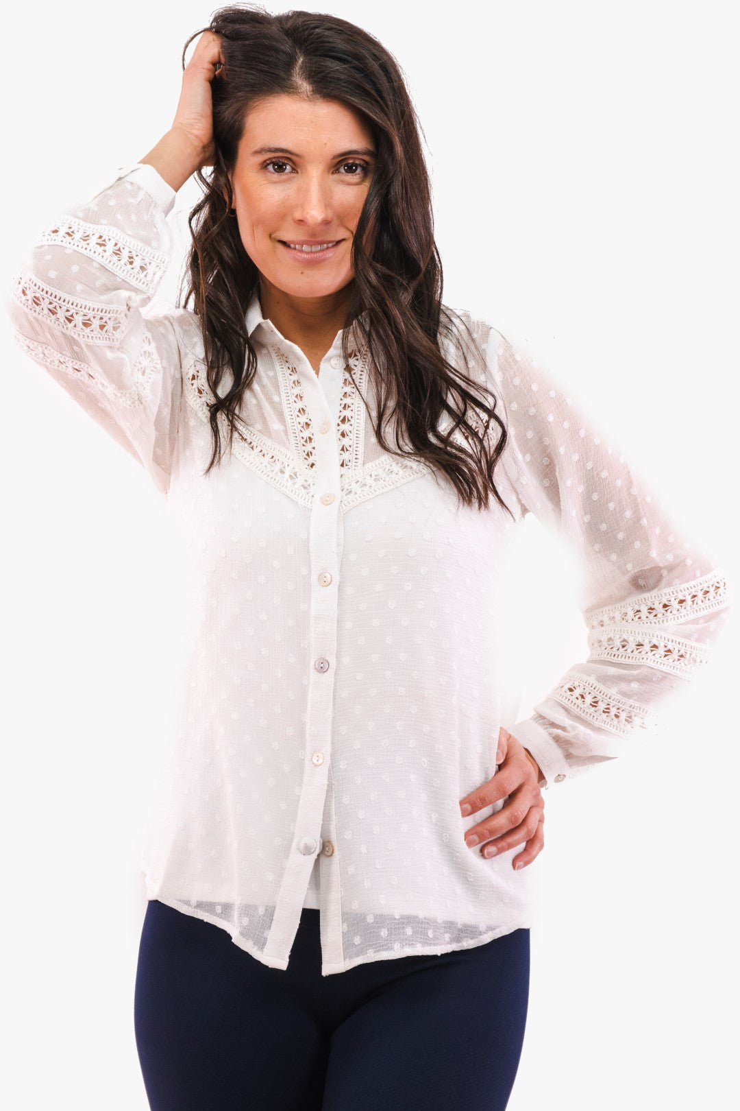 Blouse Esqualo De Couleur Blanc Casse Femme