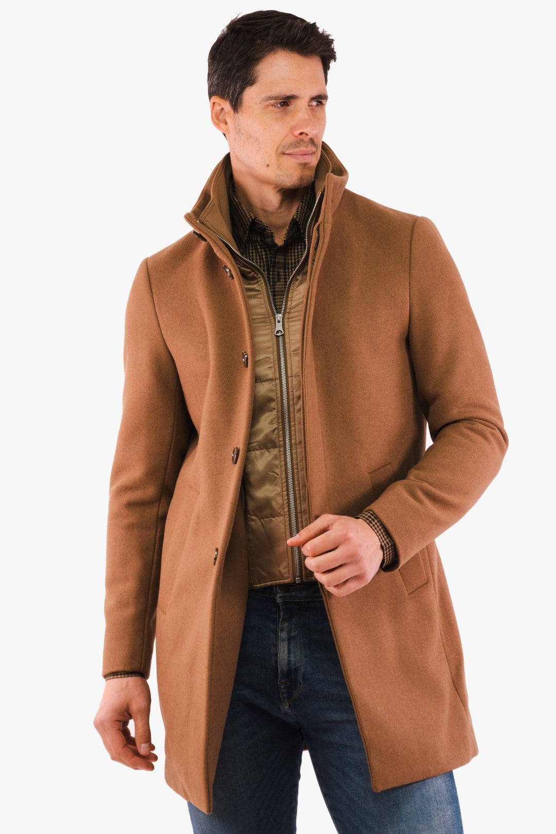 Manteau En Laine Harvey Matinique de couleur Chameau