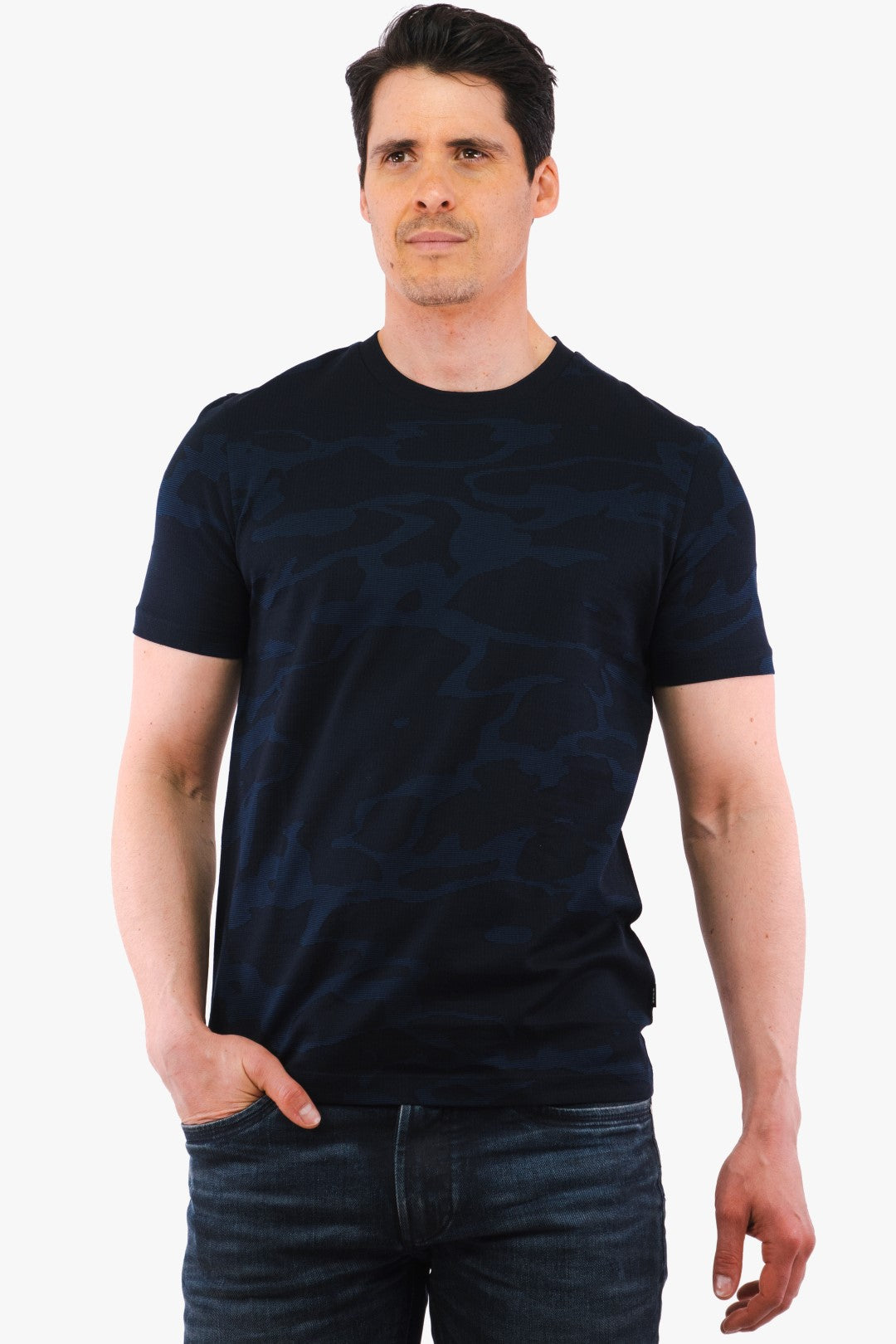 T-Shirt Thompson Hugo Boss De Couleur Bleu Fonce Camo Homme