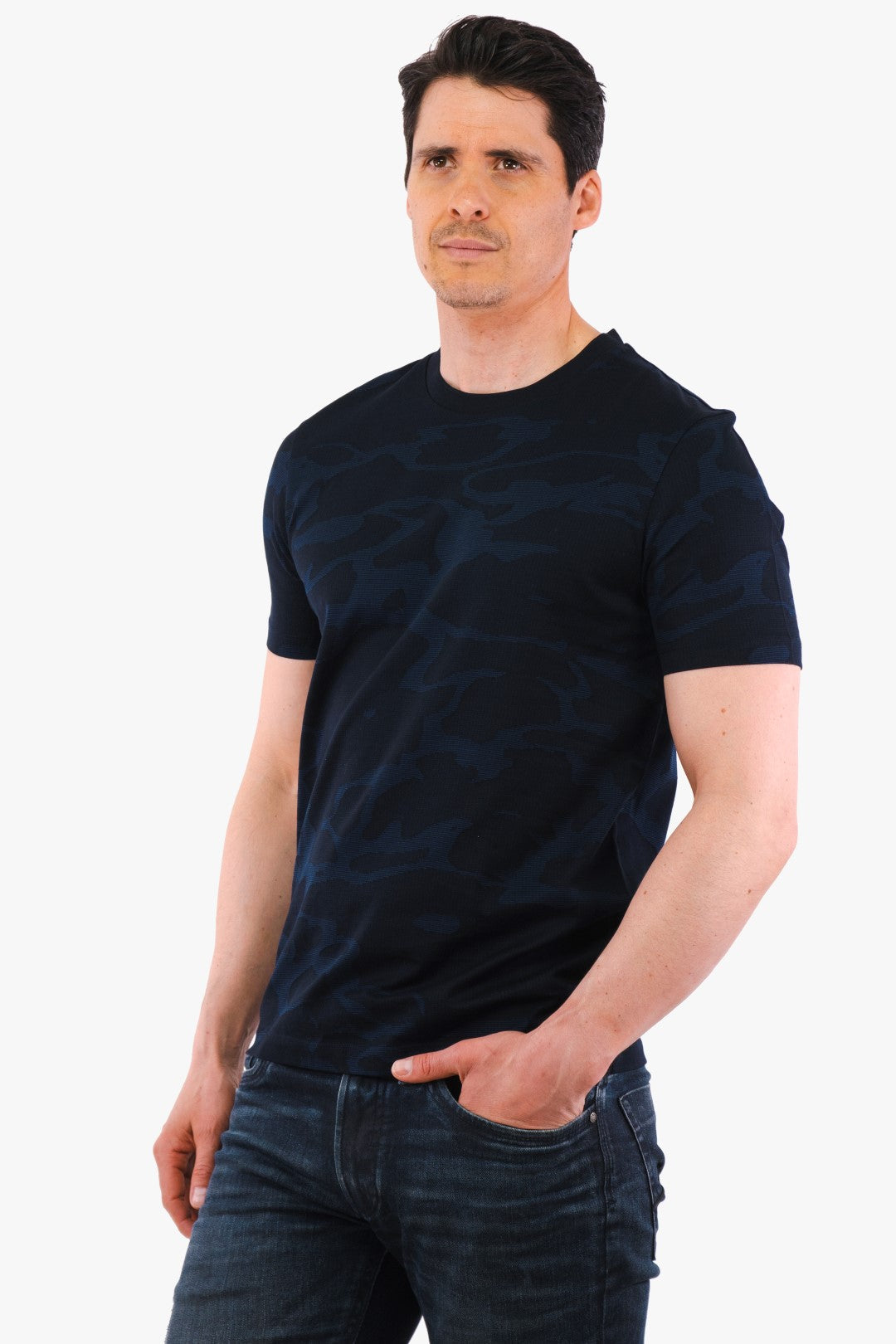 T-Shirt Thompson Hugo Boss De Couleur Bleu Fonce Camo Homme