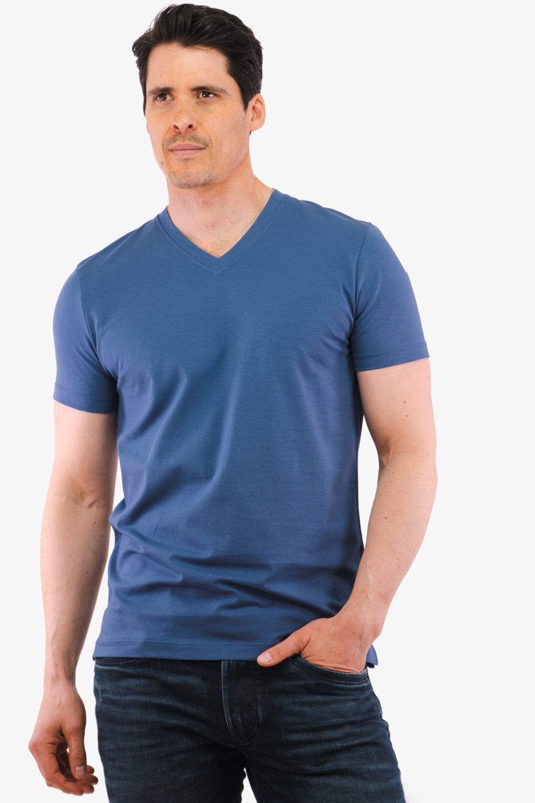 T-Shirt Col En V Hörst De Couleur Denim/bleu Homme