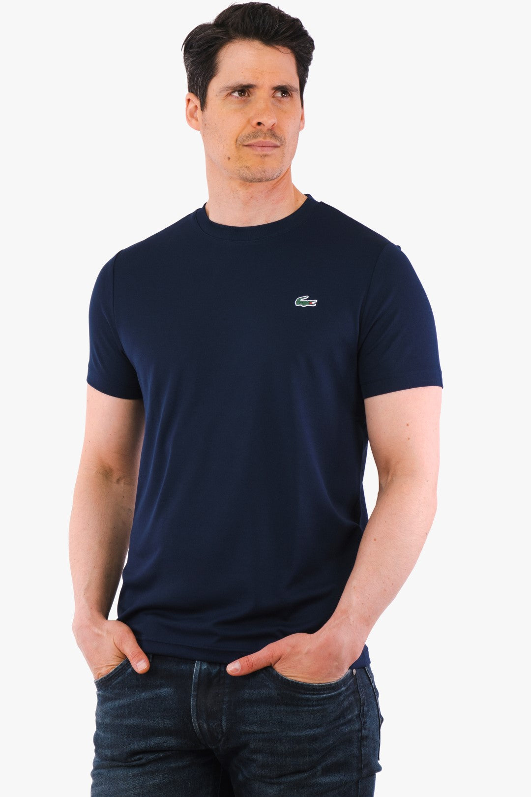T-Shirt Technique Lacoste De Couleur Marine Homme