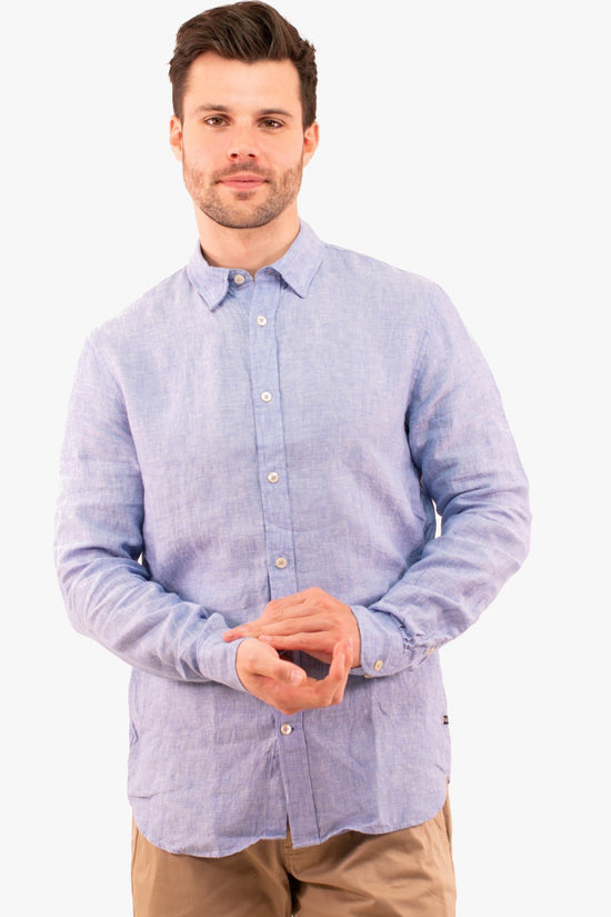 Chemise En Lin Matinique De Couleur Bleu Homme