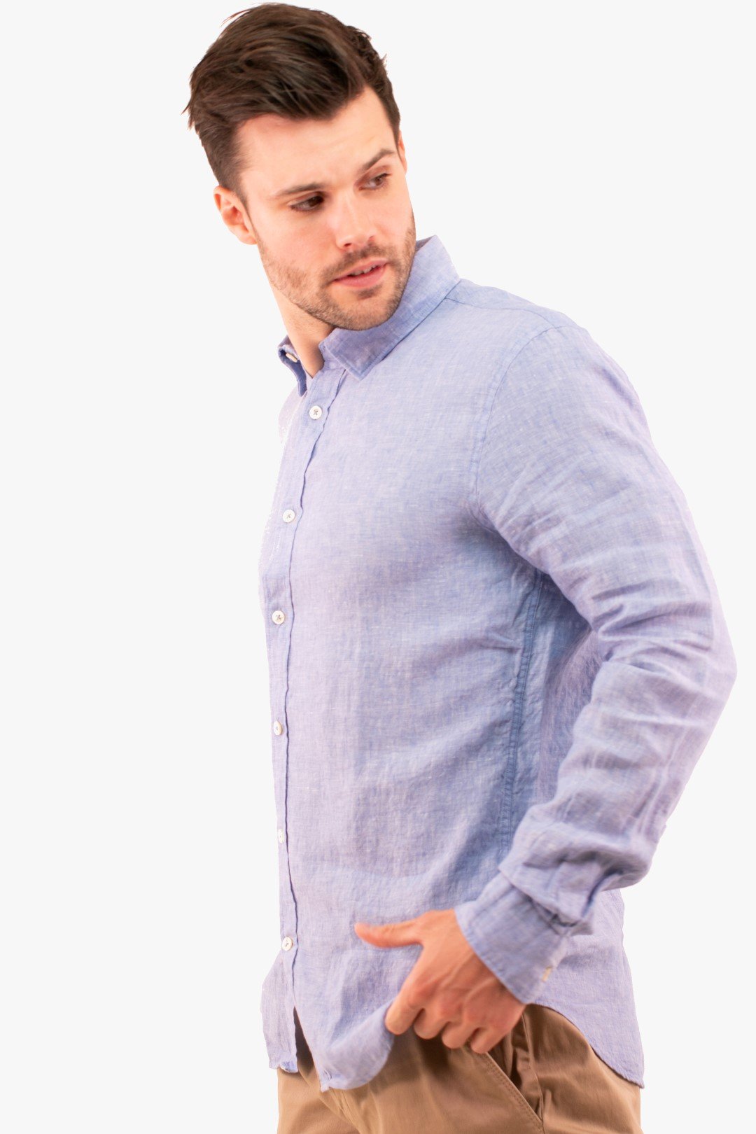 Chemise En Lin Matinique De Couleur Bleu Homme