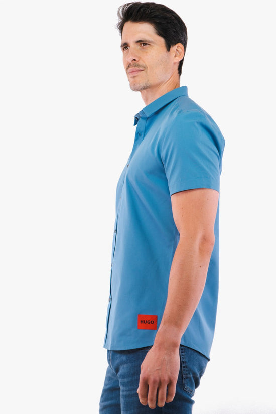 Chemise Manche Courtes Hugo Boss De Couleur Bleu Homme