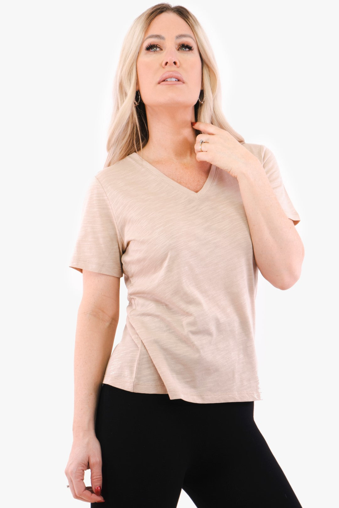 T-Shirt Col En V Inwear De Couleur Beige Femme