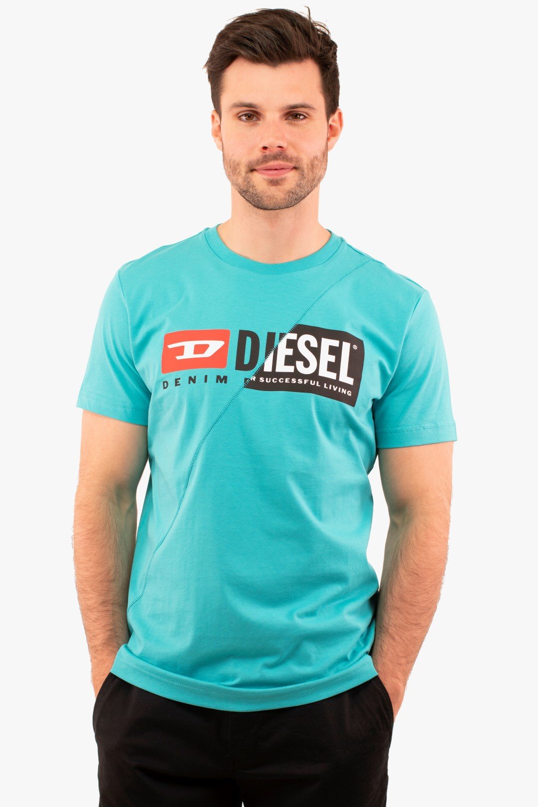 T-Shirt Diego Cuty Diesel De Couleur Aqua (Dies-0091A-00Sdp1) Maillot