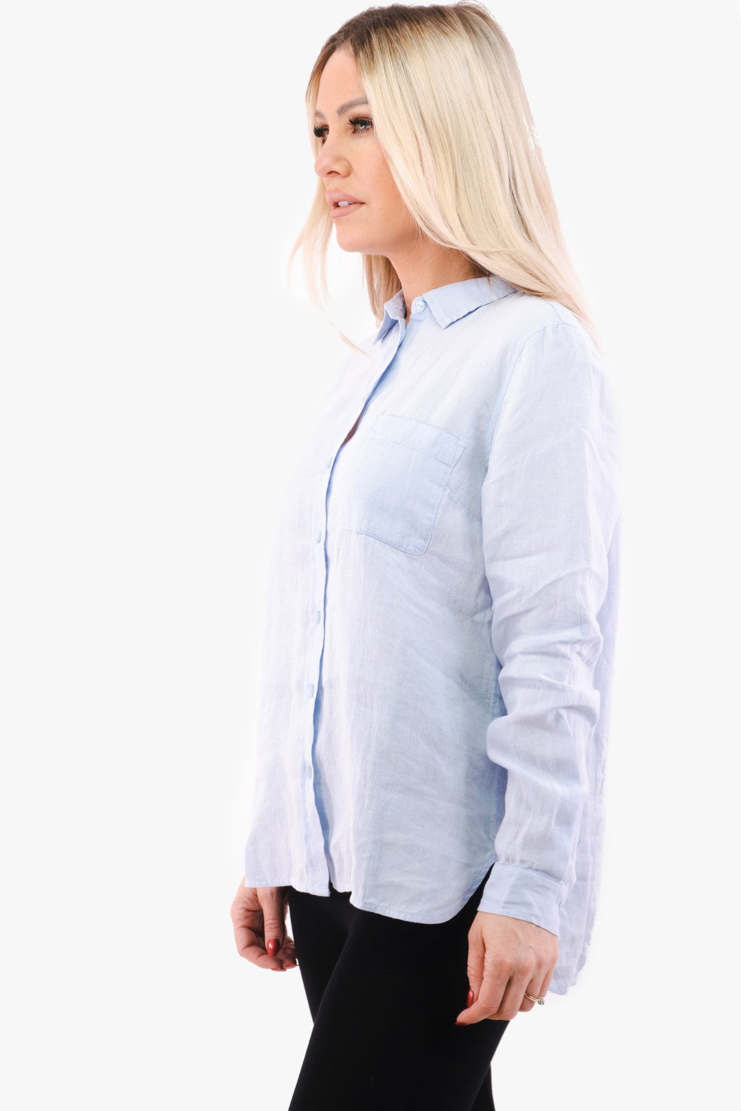 Blouse En Lin Part Two De Couleur Bleu Femme