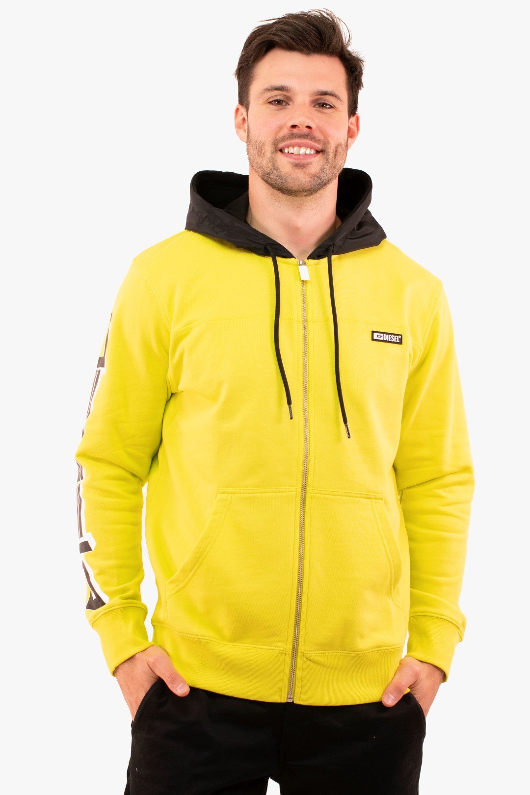 Chandail Capuchon Diesel De Couleur Jaune Homme