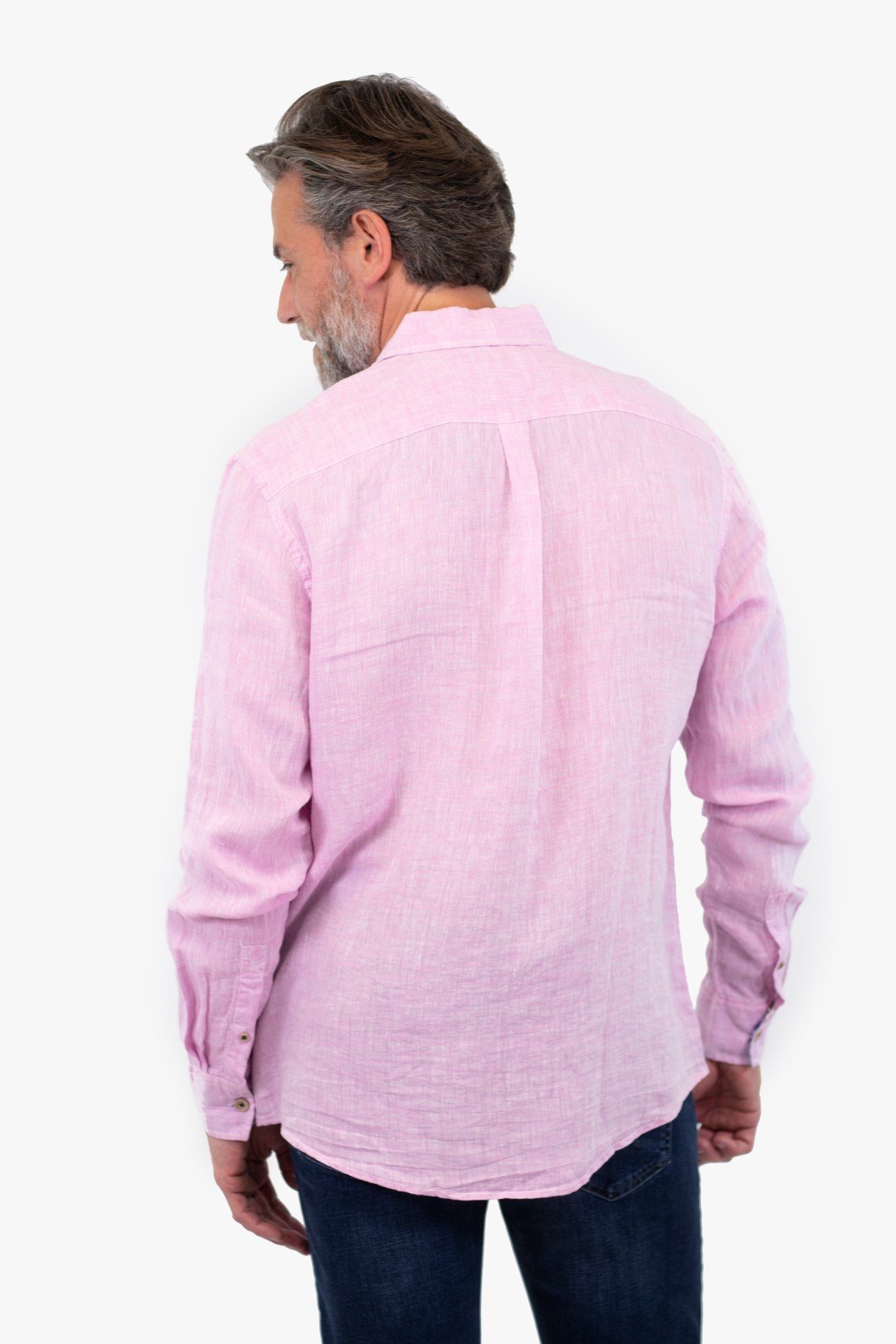 Chemise En Lin Point Zéro De Couleur Rose (Repo-242790R) Homme