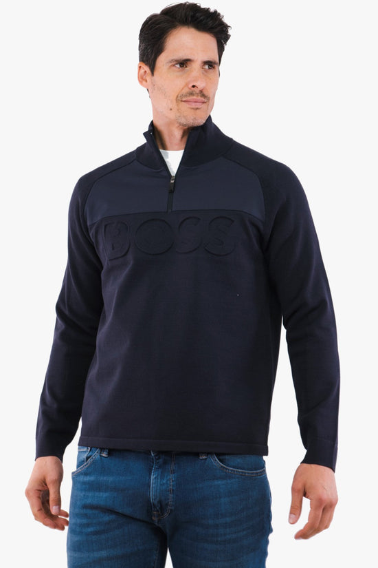 Chandail Avec Zip Hugo Boss De Couleur Marine Homme