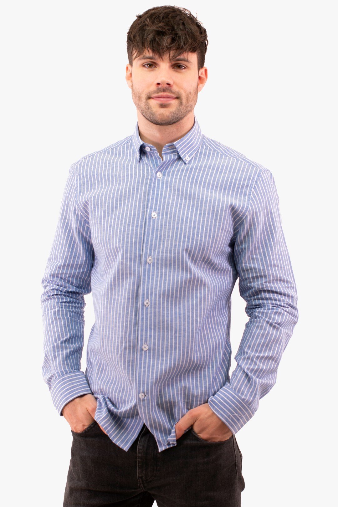 Chemise Lignée Blue De Couleur Bleu (Blue-Blsl211706) Homme