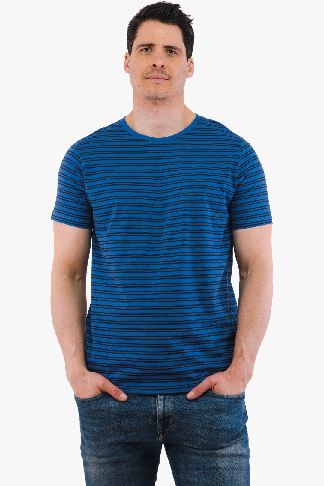 T-Shirt Rayé Matinique De Couleur Bleu Homme