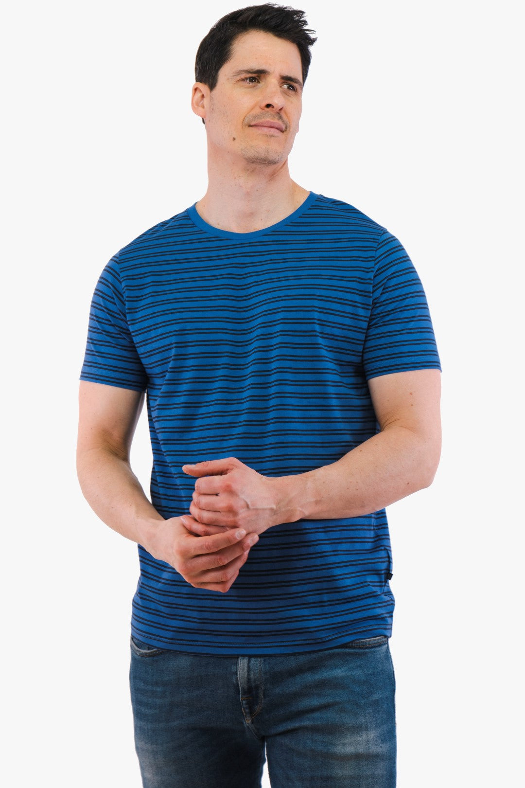 T-Shirt Rayé Matinique De Couleur Bleu Homme