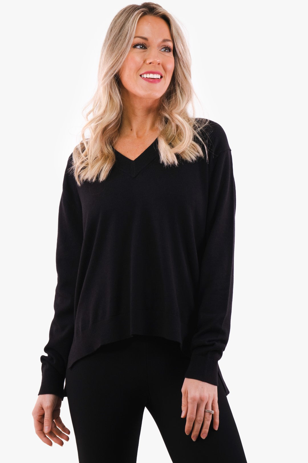 Michael Kors V Neck Sweater in Black color