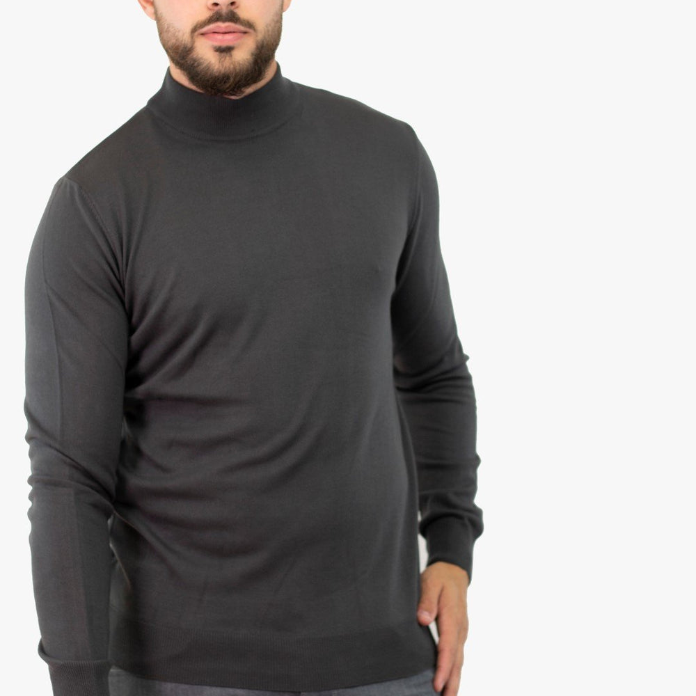 Chandail Col Mock Modango De Couleur Charbon (Moda-Mosw000312) Homme