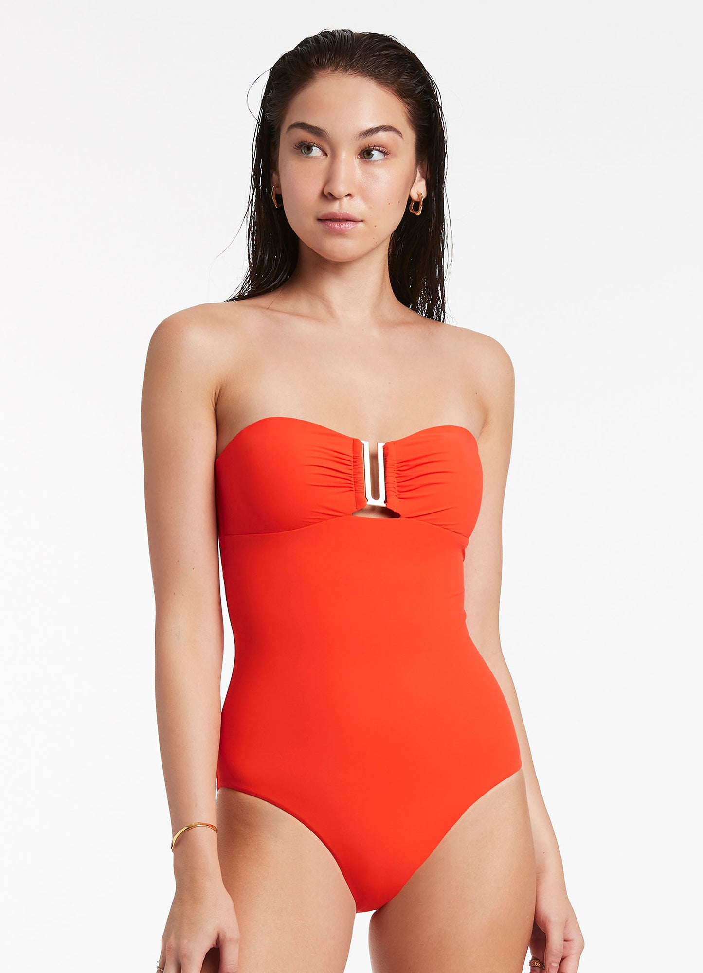 Jets Swimwear Bandeau Swimsuit in Orange color