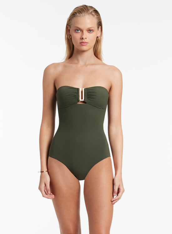 Bandeau Swimsuit Jets Swimwear in Olive color