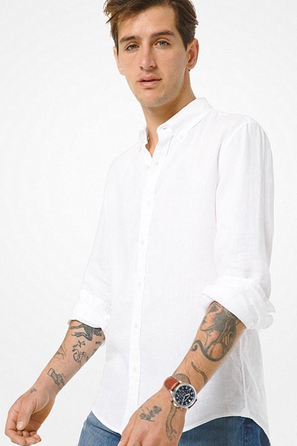 Chemise Lin A 100% (F) Michael Kors De Couleur Blanc (Kors-Cs04Ck84Yt) Homme