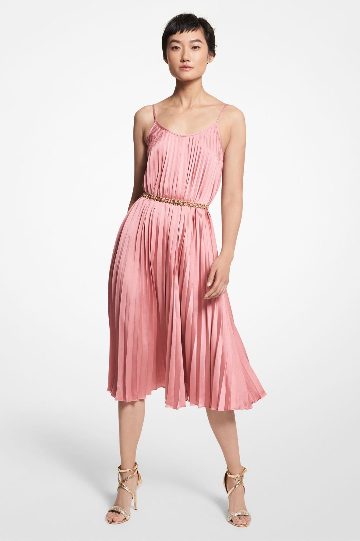 Robe Slip Midi Michael Kors De Couleur Rose Femme