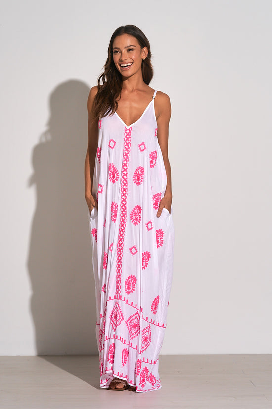 Robe Elan de couleur Blanc/Rose