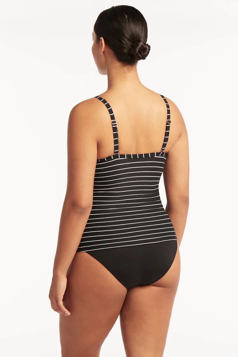 Tankini Rayé Sea Level de couleur Noir/Blanc