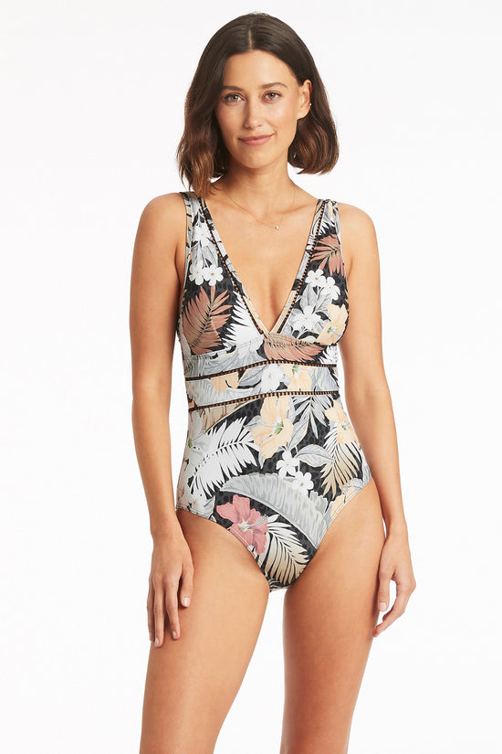 Sea Level 1 Piece Swimsuit in Charcoal color