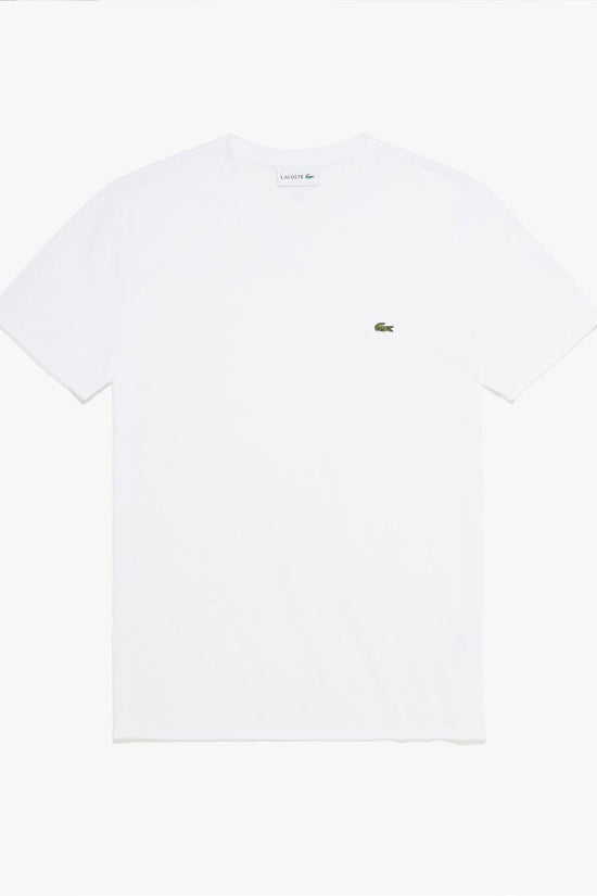 T-Shirt Col En V Lacoste De Couleur Blanc (Laco-Th6710-52) Homme