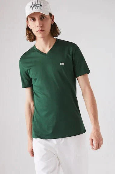 T-Shirt Col En V Lacoste de couleur Vert