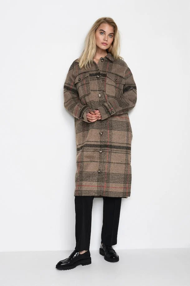 Jacket Mellani Kaffe De Couleur Beige/rouge Femme