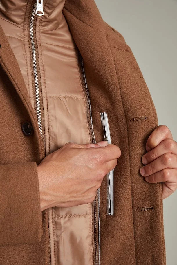 Manteau En Laine Harvey Matinique de couleur Chameau