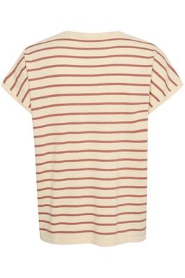 Chandail Rayé Kaffe De Couleur Rouge/beige Femme