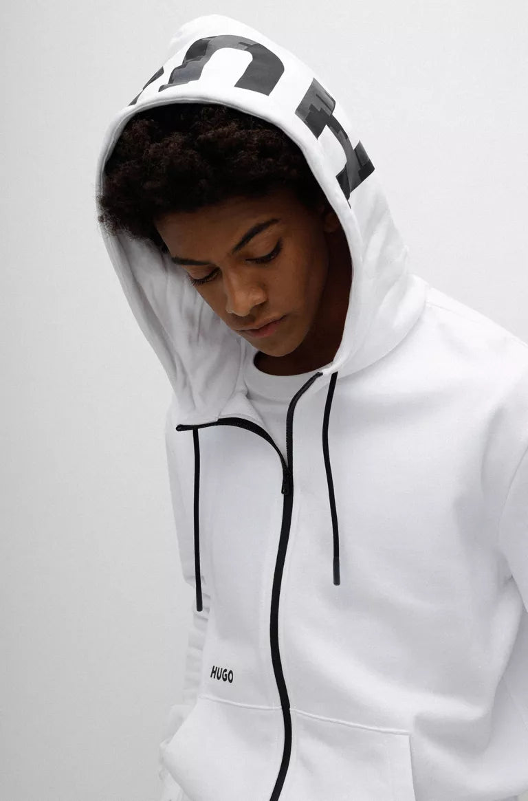 Veste A Capuchon Hugo Boss De Couleur Blanc Homme