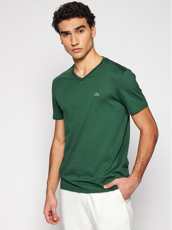 T-Shirt Col En V Lacoste de couleur Vert