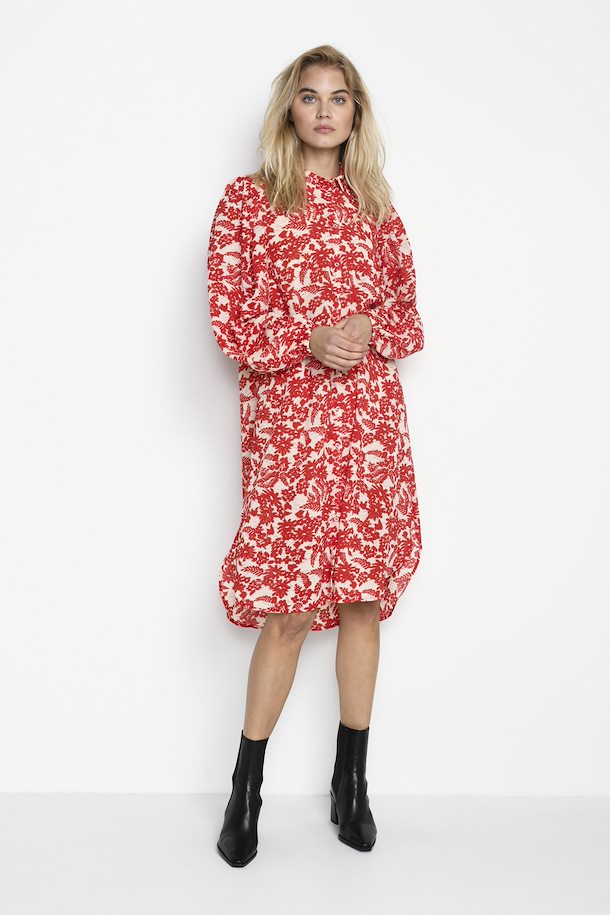 Ronia Kaffe Shirt Dress in Red color