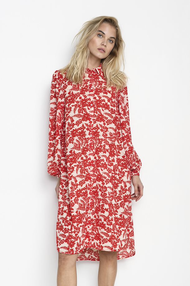 Ronia Kaffe Shirt Dress in Red color