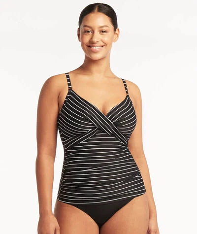 Tankini Rayé Sea Level de couleur Noir/Blanc