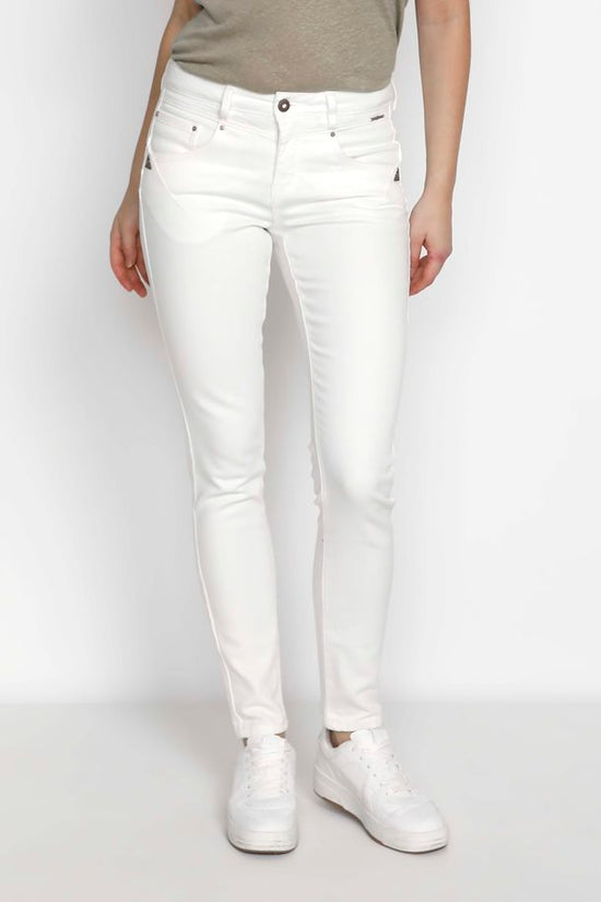 Jeans Cream De Couleur Blanc Neige Femme