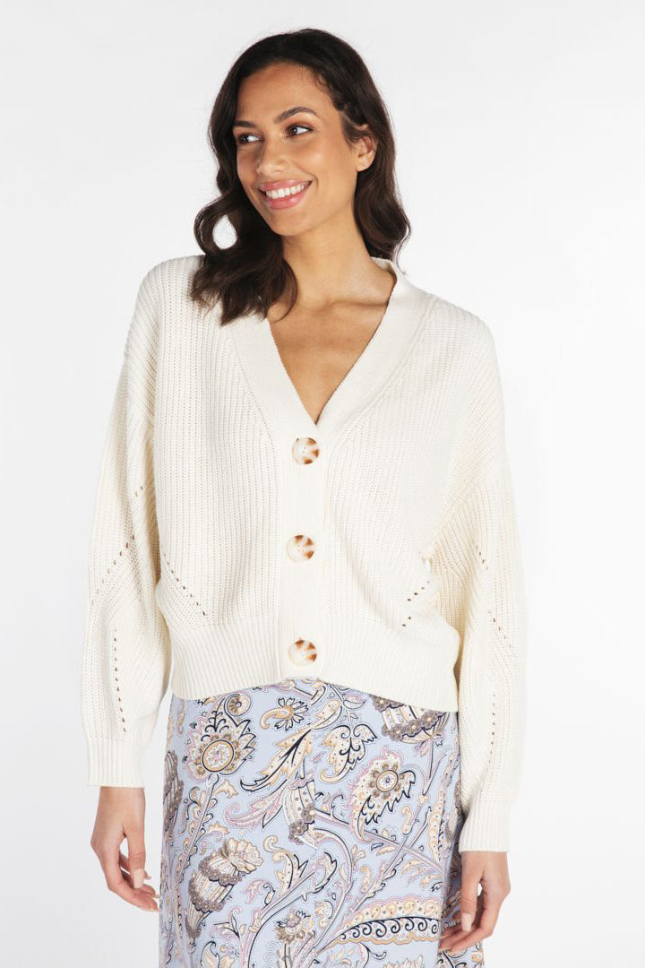 Cardigan Esqualo De Couleur Blanc Casse Femme
