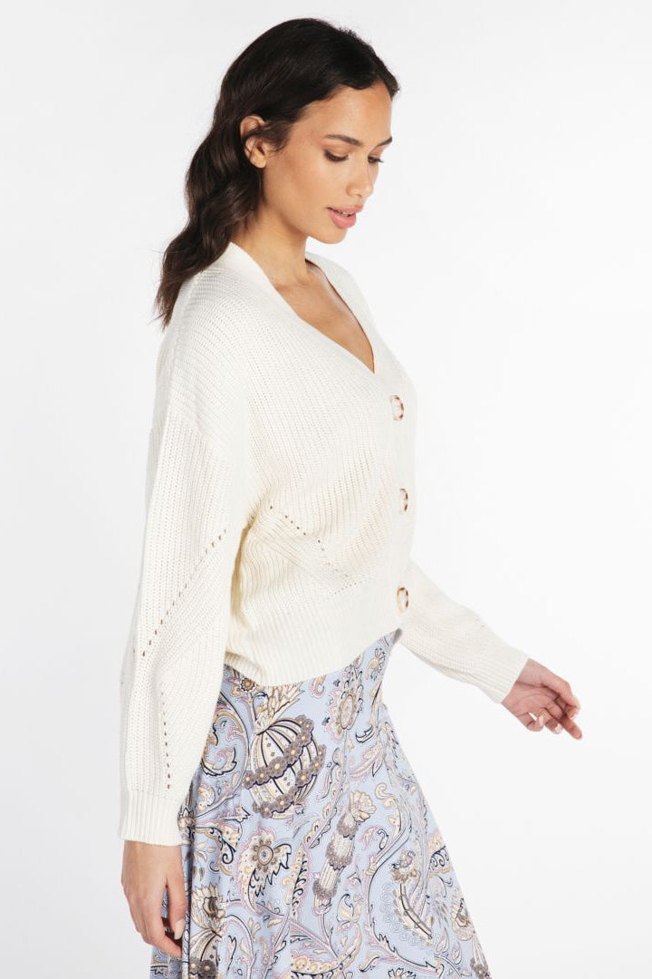Cardigan Esqualo De Couleur Blanc Casse Femme