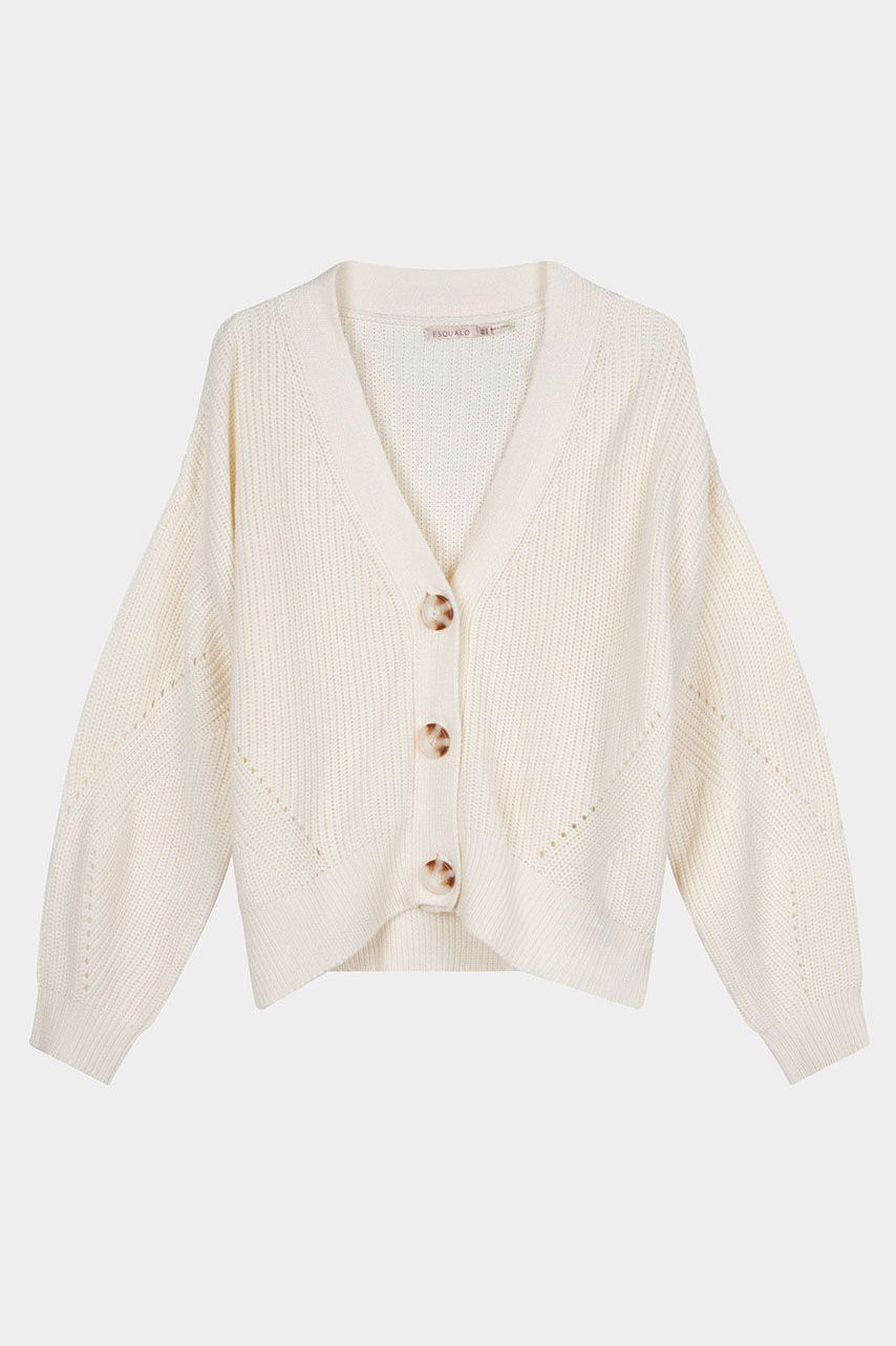 Cardigan Esqualo De Couleur Blanc Casse Femme