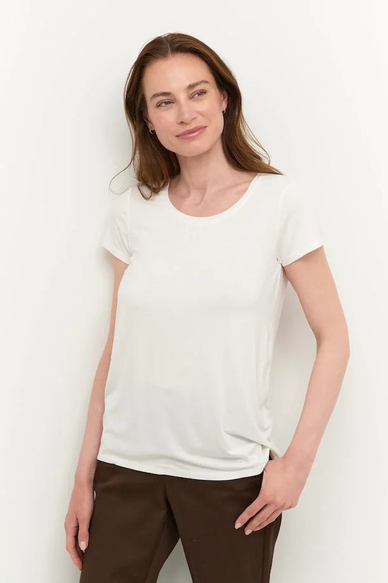 T-Shirt Col Rond Culture de couleur Blanc